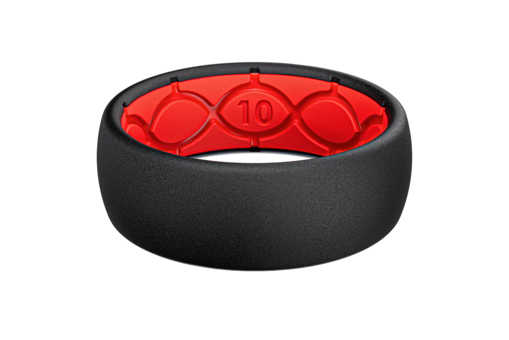 Solid Midnight Black &amp; Raspberry Red Ring